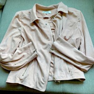 Pink suede jacket from Charlotte Russe.
